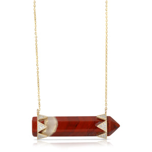 Red Jasper Horizontal Diamond Crown Necklace