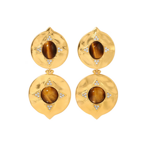 Tigers Eye Coin Earrings