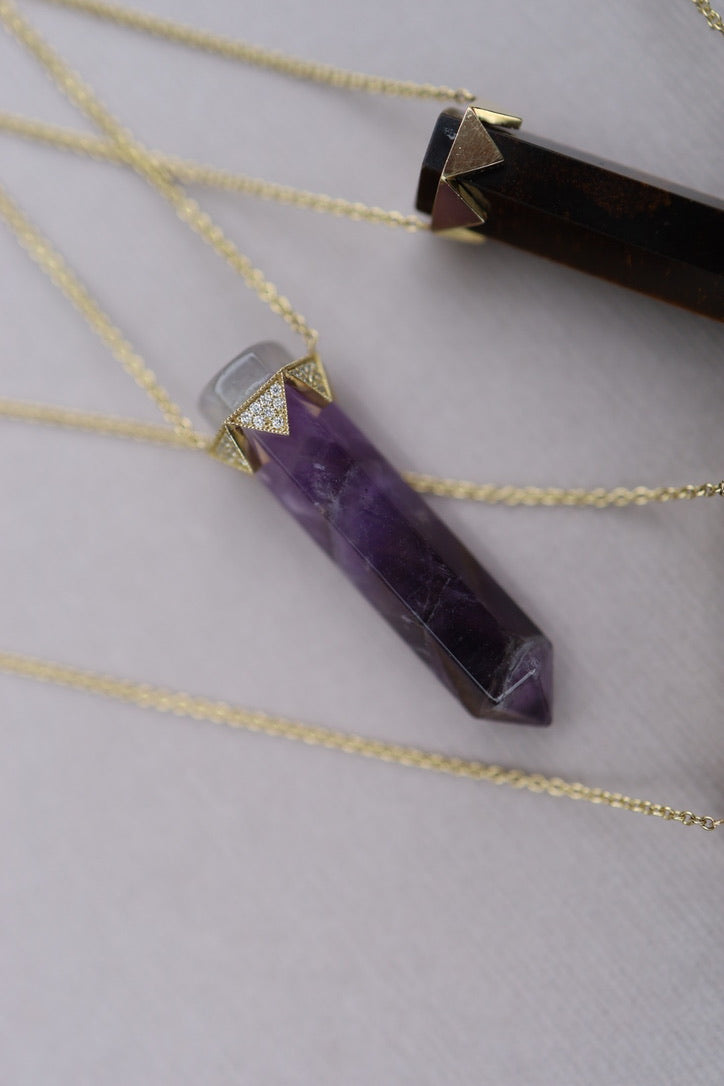 Genuine Amethyst pendant necklace 18k gold filled, stainless steel 'star'  chain, delicate amethyst necklace, Christmas gift for girlfriend – Crystal  boutique
