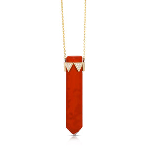 Red Jasper Vertical Diamond Crown Necklace