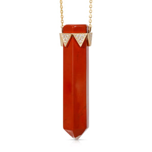 Red Jasper Vertical Diamond Crown Necklace