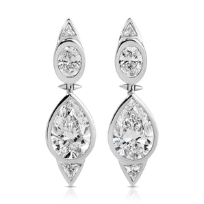 Bespoke Pear Diamond Trillion Earrings
