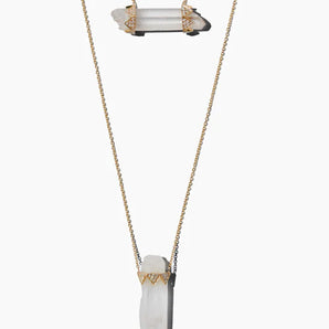 Two Drop Crystal Crown Necklace