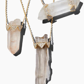 Triple Drop Crystal Crown Necklace