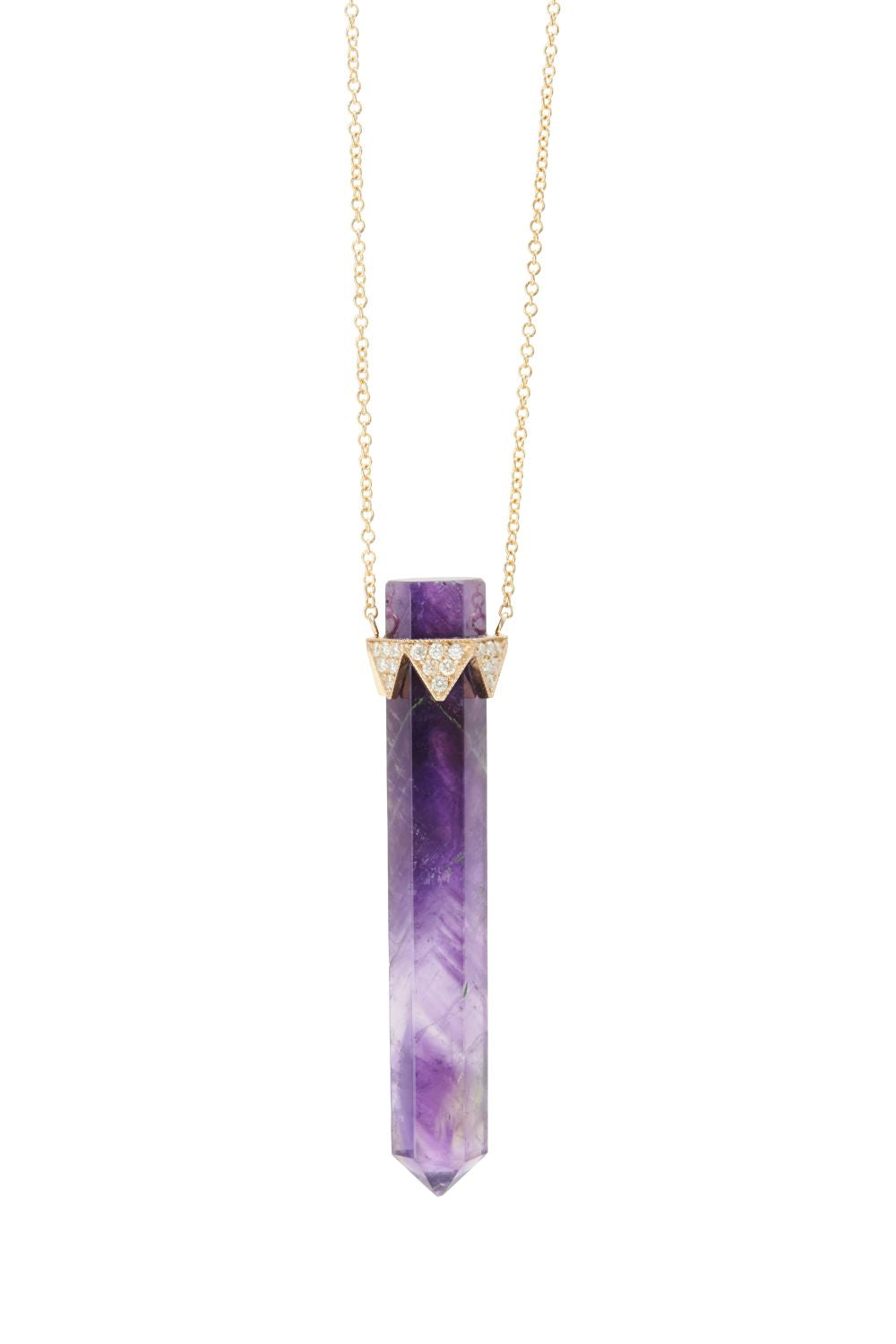 Amethyst Point Necklace, Purple Crystal Pendant, Gold Chain — CindyLouWho2