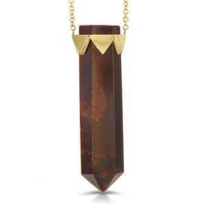 TIGERS EYE VERTICAL GOLD CROWN NECKLACE