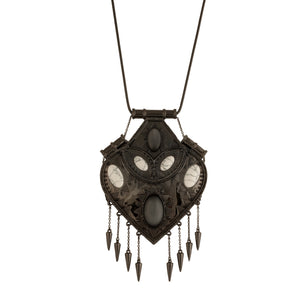 Large Gunmetal/Howlite Montezuma Pendant Necklace